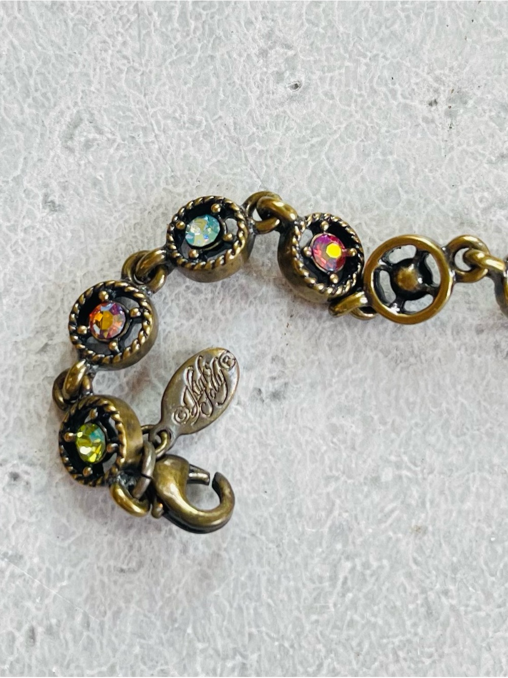 Kirks Folly Brass Tone Multicolored Rhinestone Bib Necklace - Picture 5 of 9